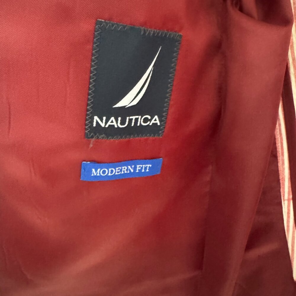 NWT Nautica Seersucker Blazer 38L Modern Fit Sport Coat Summer Jacket - Picture 8 of 8